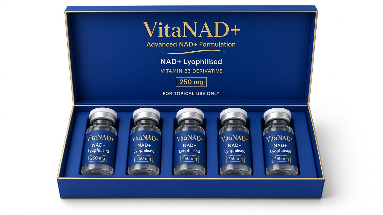 Open VitaNAD+ box of five topical vials